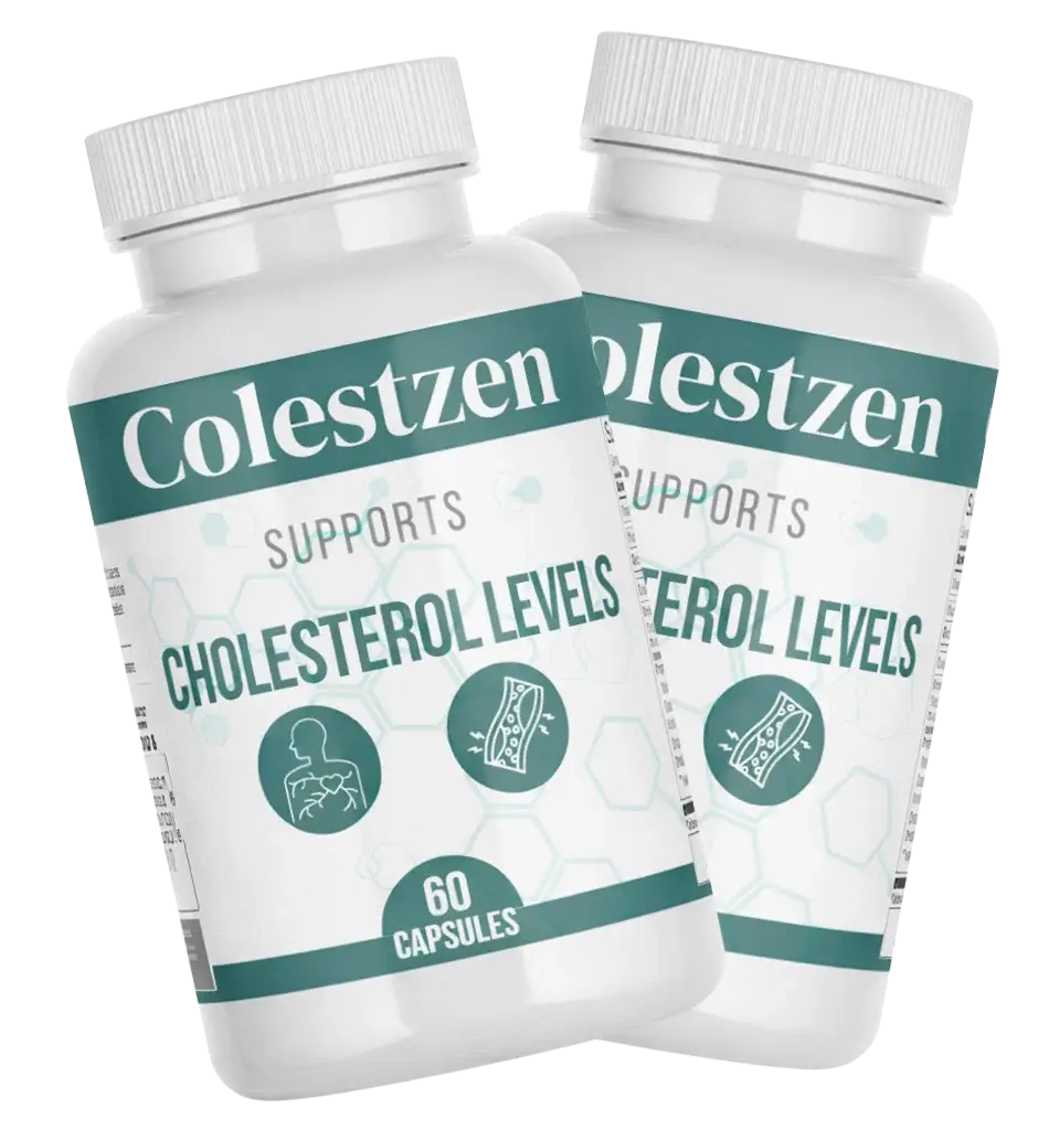 ColestZen bottle, an 18-ingredient cholesterol and circulation support supplement